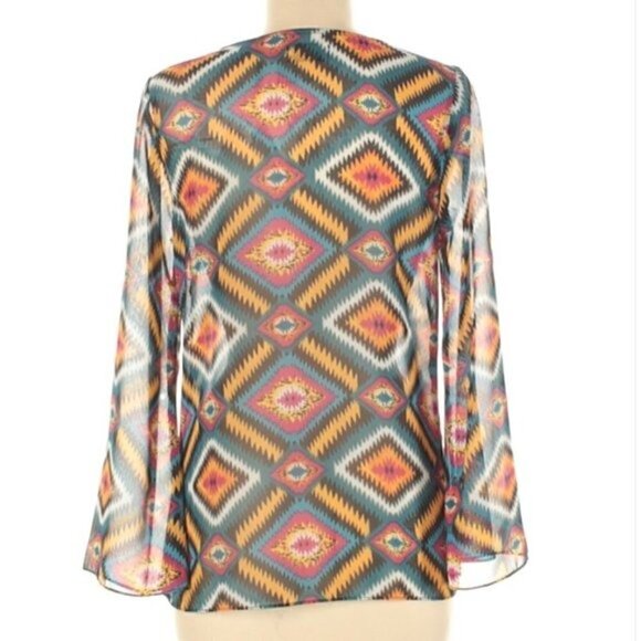 Show Me Your MuMu | Aztec Print Semi-Sheer Blouse - Picture 7 of 7